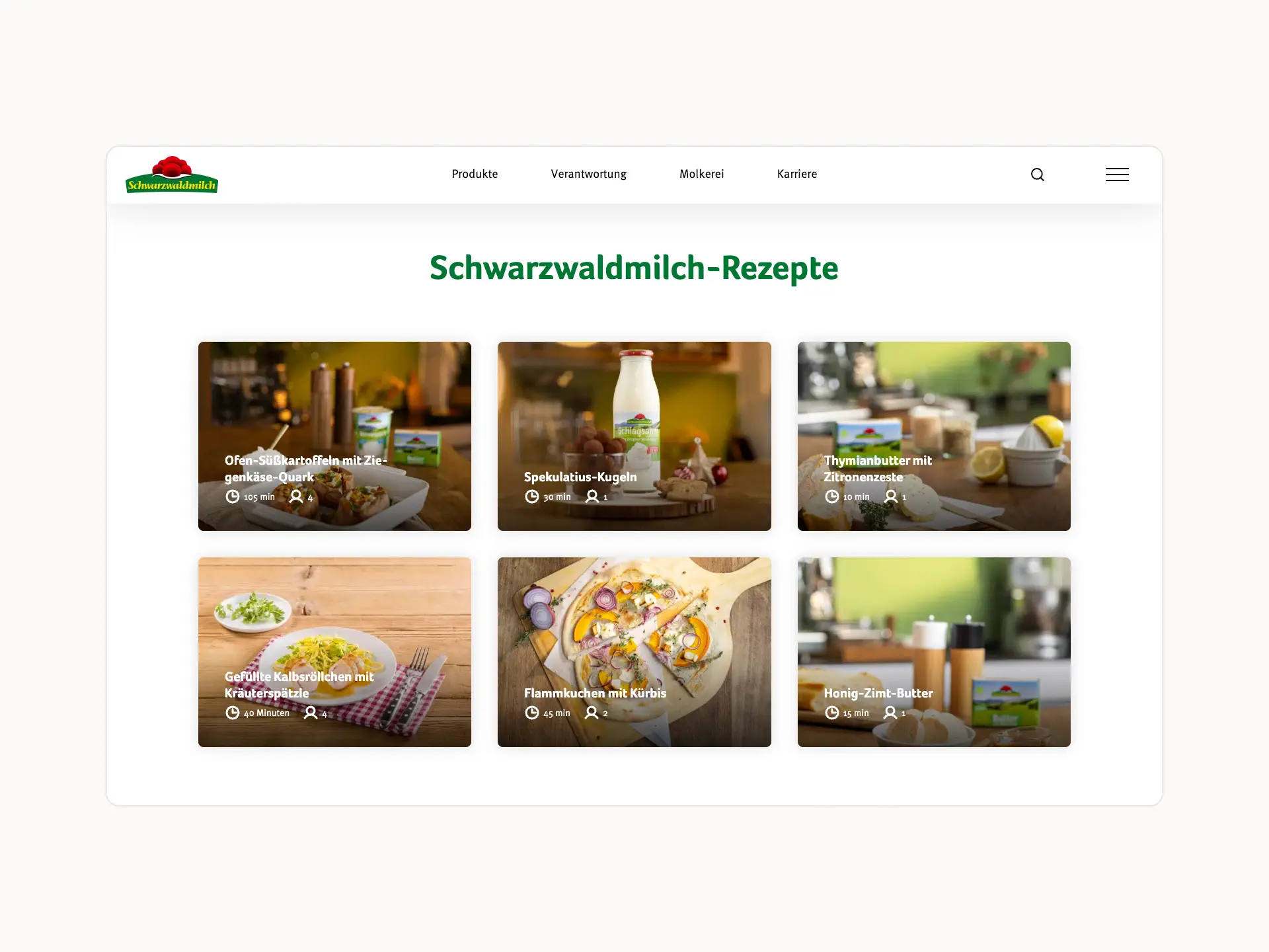 Schwarzwaldmilch website desktop view